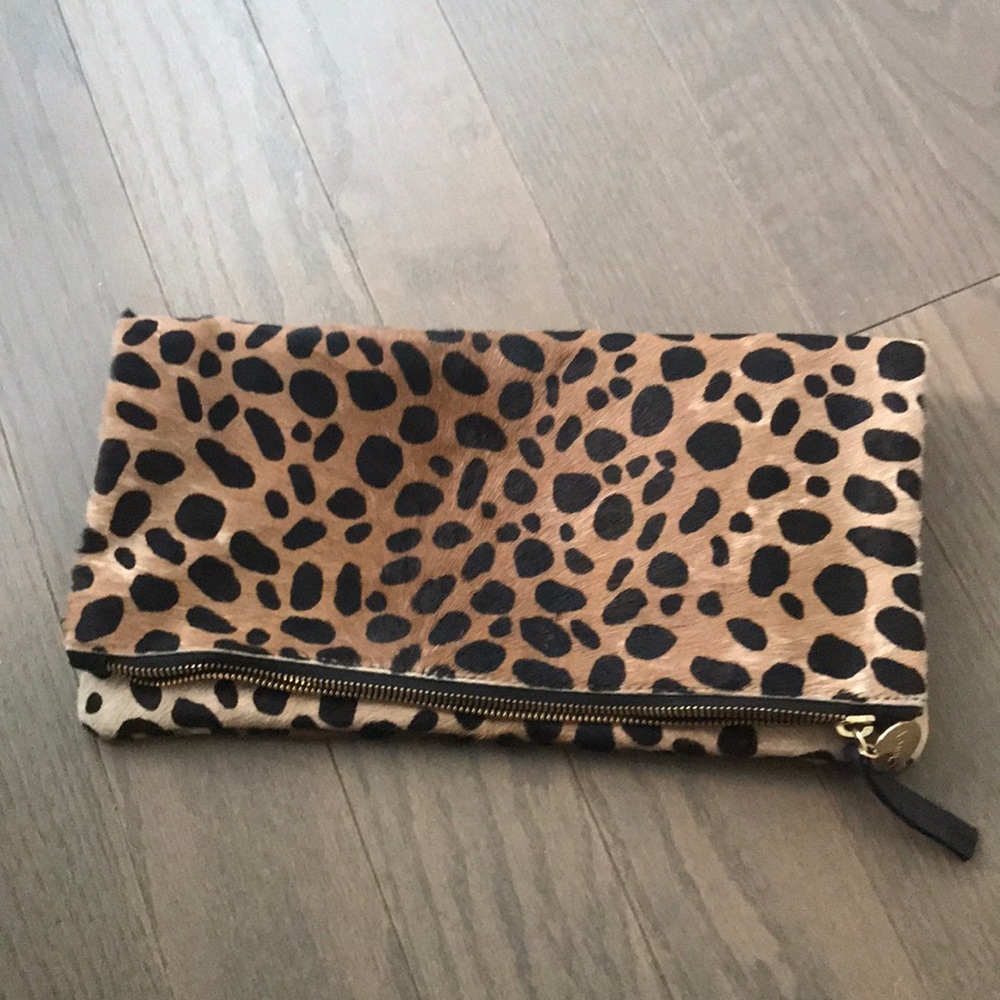 GORGEOUS CLARE V LEOPARD FOLDOVER CLUTCH